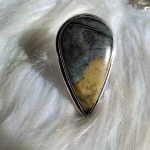 Picasso Jasper Silver Plated Gemstone Ring